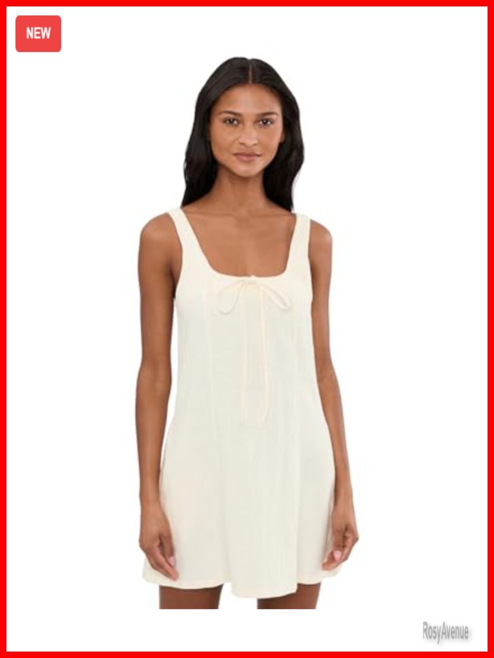 Womens A-Line Flared Linen Mini Dress Tie Front Sleeveless Casual